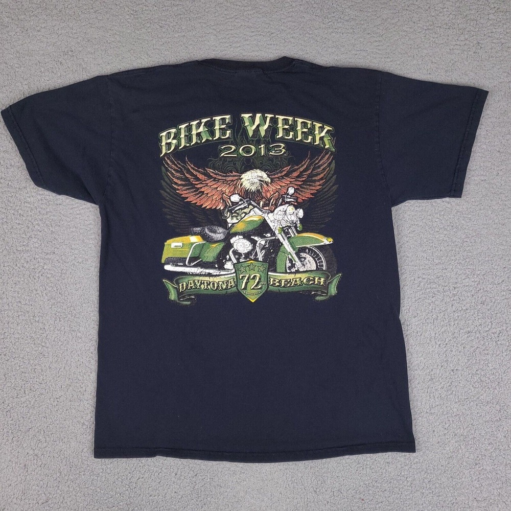 Bike Week 2013 T-Shirt Mens Large Black Daytona Beach Florida Motorcycle Eagle